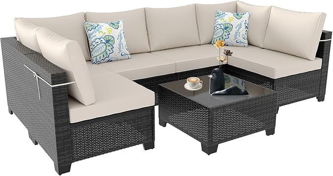 Outdoor Wicker Patio Furniture Set - 7 Piece