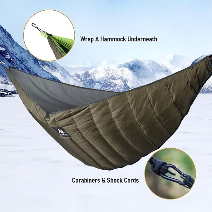 AYAMAYA Single Hammock Underquilt Green + Hammock Bug Net with Hanging Bag