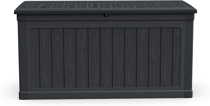 BIGTO Outdoor Deck Box Waterproof, Extra Large Plastic Patio Storage Cabinet with Lockable Black 58"*32"*34" Patio Furniture