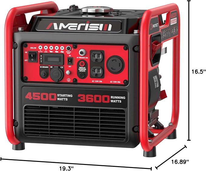 Portable 4500W Gas-Powered Inverter Generator with CO Sensor, Lightweight, Quiet, and EPA-Compliant for Home, Emergency Backup, and Camping