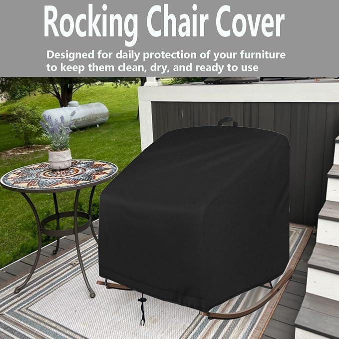 Outdoor Papasan Rocking Chair Cover Waterproof, Outdoor Egg Rocking Chair Cover for Oversize Rocking Chair and Rattan Wicker Papasan, 41"W x 45"D x 31"H
