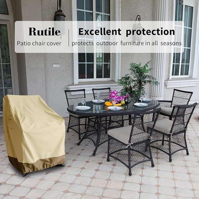 Rutile Patio Chair Cover Outdoor Furniture Covers Waterproof Fits up to 29W x 30D x37.5H inches, Outdoor Patio Rocking Swivel Chair Covers, 2Pack