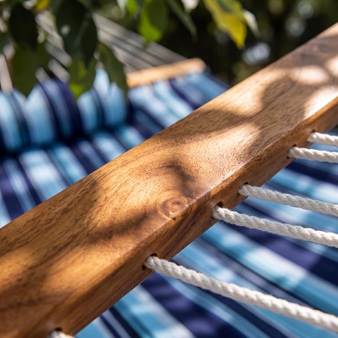 Hammock with Spreader Bar, Pillow & Chains, 450 lbs Capacity, Weather Resistant, for Patio, Backyard, Beach, Outdoor