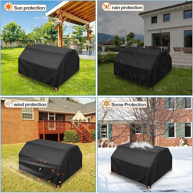 Kasla Picnic Table Cover, Heavy Duty Waterproof, Fits Folding Picnic Table and Bench Set, Camping Dining Furniture for Backyard, Patio, Lawn (75" W×62" D×30" H)