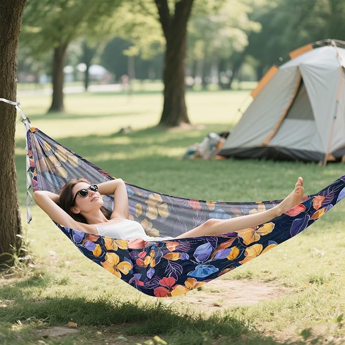 Camping Hammock Outdoor Hammocks for Outside Flower Dark 1 Beach Trees Portable Lightweight with Pockets Tree Straps Indoor