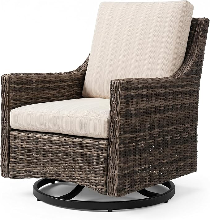 Wicker Patio Conversation Set, Outdoor Patio Furniture Set with Deep Seating, Wide Armrests & Thick Cushions, All-Weather Outdoor Furniture Set for Patio, Porch, Deck & Backyard