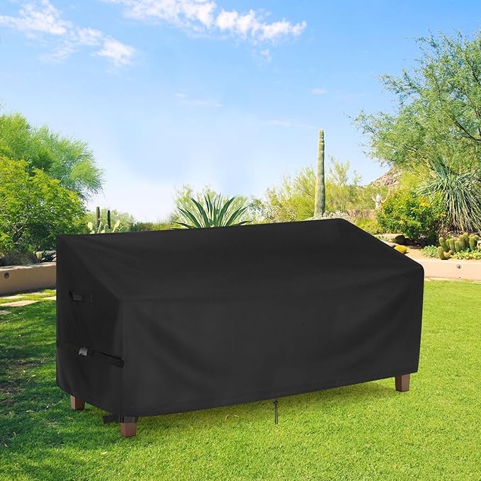 Outdoor Bench Cover for KINGBO 39.7" Outdoor Bench, 40inch Patio Furniture Covers Waterproof Heavy Duty for Garden Bench, Park Bench, Loveseat with Backrest -40"L x 20"W x 35/25"H