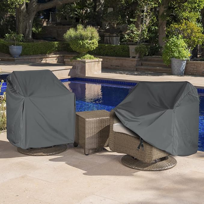 Waterproof Patio Chair Cover 4 Pack (37.5 W x 39.25 D x 38.5 H inches) for Outdoor Swivel Chair/Lounge Deep Seat Cover, Heavy Duty and Waterproof Outdoor Patio Furniture Covers, Grey