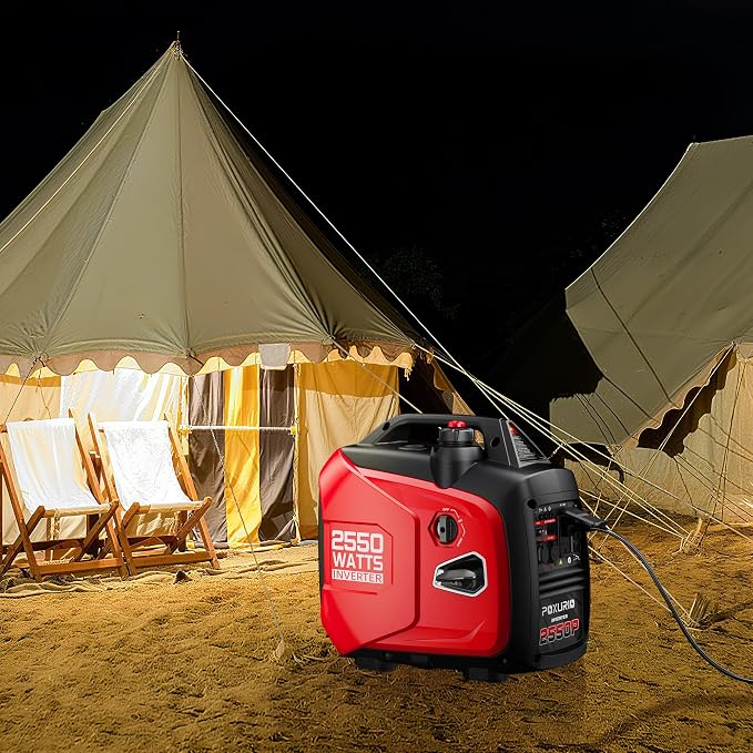 2550-Watt Portable Inverter Generator for Home Use, 1.06Gallon Large Fuel Tank Up to 10 Hours Use, 120V Gas Powered Generator Super Quiet - EPA Compliant-Red