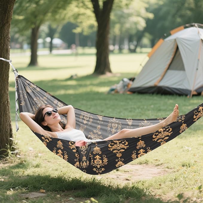 Camping Hammock Outdoor Hammocks for Outside Flower Indian Beach Trees Portable Lightweight with Pockets Tree Straps Indoor