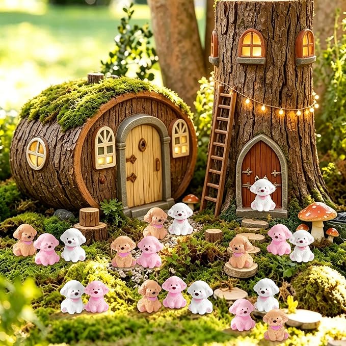 60 Pcs Mini Resin Dog Figurines Animal Statues Miniature Figures for Crafts Fairy Garden Accessories Micro Landscape Decoration