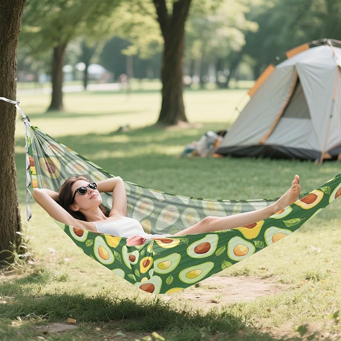 Camping Hammock Outdoor Hammocks for Outside Avocado Green Cute Beach Trees Portable Lightweight with Pockets Tree Straps Indoor