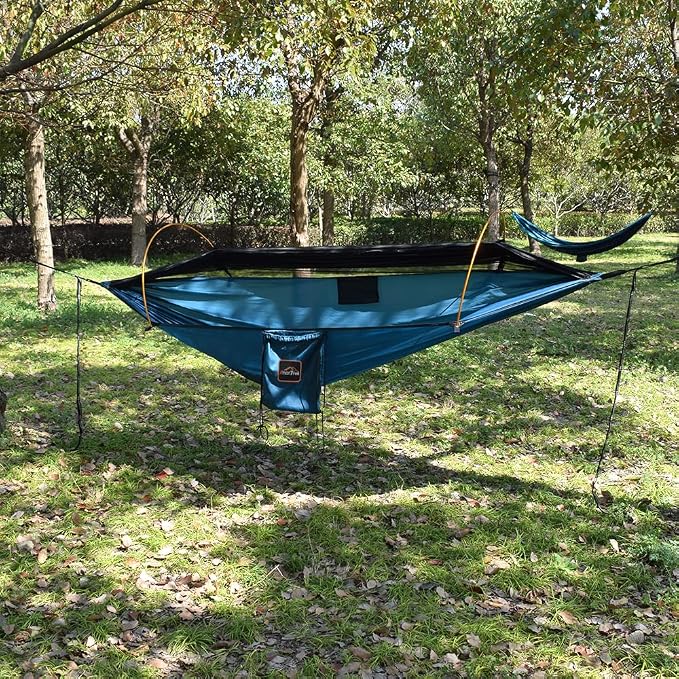AnorTrek Professional Camping Hammocks with Mosquito Net, Lightweight Double for Camping, Hiking & Backpacking | Includes Two 10 FT Tree Straps, 230T Nylon Design
