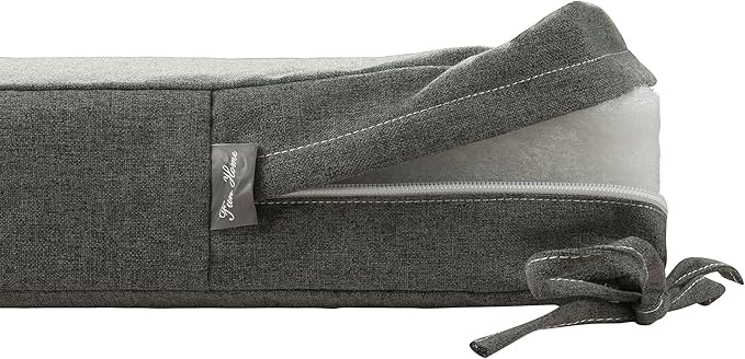 FUNHOME Outdoor Bench Cushion Cover 42 x18 x 3 inch,Water Resistant Cover with Zipper&Ties,Fade-Resistant Slipcover,Patio Porch Swing Cushion Cover Replacement Only,No Insert(Dark Gray)