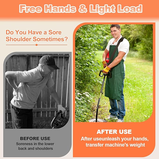 FIEIL Shoulder Strap for Weed Eater, Trimmer Shoulder Strap with Mesh Thick Padded Bag Strap, Easy to Slide, Weed Eater Harness Compatible with String Trimmer & Leaf Blower (Breathable)