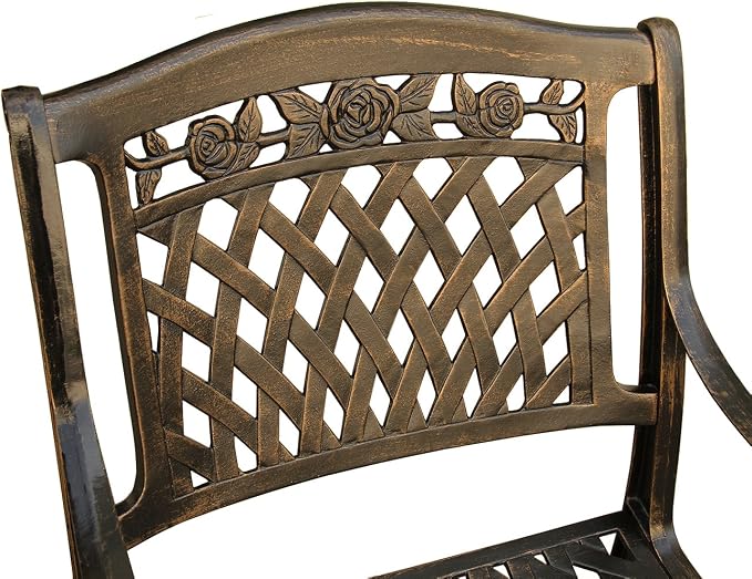 Oakland Living Rose Ornate Traditional Outdoor Mesh Lattice Aluminum 48 inch Bronze Round Dining Set with Four Chairs