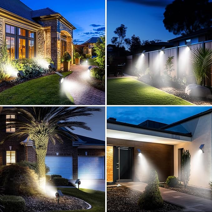 nipify Solar Spot Lights Outdoor Waterproof, Landscape Spotlights | Cool White, 8 Pack/53 LED/3 Modes, Adjustable Solar Panels, Auto On/Off, Uplights Lighting for Outside Tree Yard Flag Garden