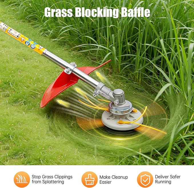35.88CC 4-Stroke Weed Wacker, 4-Stroke Gas Powered String Weed Trimmer Eater Grass Cutter with 2T Blades, Cordless Trimmer Tools for Garden and Yard