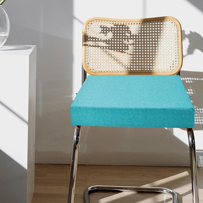 FUNHOME Outdoor Chair Cushion Covers 2 Pack, No Insert! Patio Cushion Covers Replacement 22" x 20" x 4", Water Resistant Patio Chair Cushion Slipcovers, Aqua Blue(Covers ONLY)