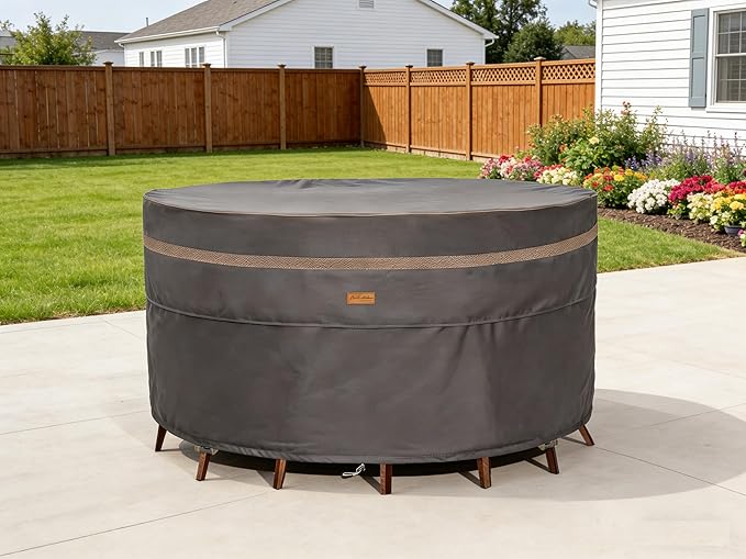 Heavy Duty Waterproof Patio Furniture Covers UV Resistant Round Outdoor Table Chair Covers Medium Round 76"Diax28"H Dark Grey