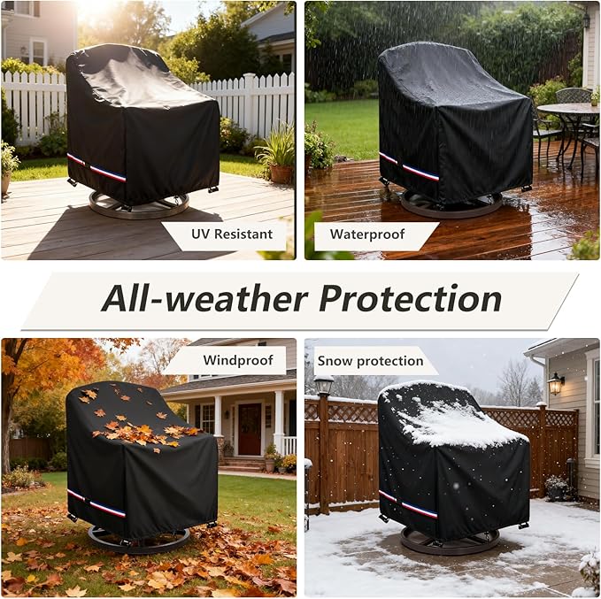 Patio Chair Covers Waterproof Swivel Outdoor Chair Cover, 33W x 35D x 36H Inches Patio Furniture Covers 4 Pack (Black)