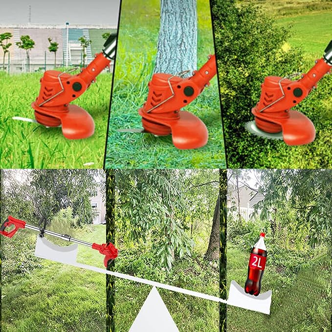 Weed Wacker Cordless Grass Trimmer Electric Weed 90~120cm Retractable, 3 Kinds of Lawn Mower Accessories, 24v Electric Cordless Garden Trimmer with Battery and Charger for Garden