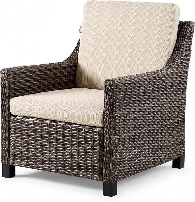 Wicker Patio Conversation Set, Outdoor Patio Chair Set with Deep Seating, Wide Armrests & Thick Cushions, All-Weather Outdoor Furniture Set for Patio, Porch, Deck & Backyard