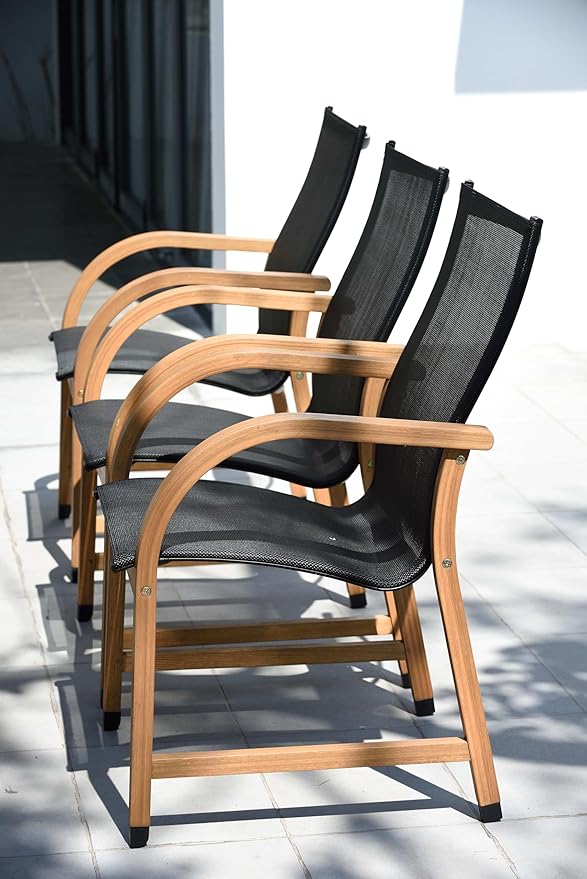 Urban Elements Mykonos 7-Piece Rectangular Patio Furniture Set | 100% Certified Teak Table and Teak Finish Chairs | Backyard Furniture, Rectangular Outdoor Dining Set