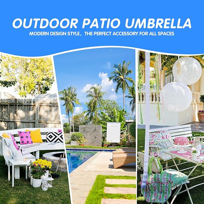 GDY 7.5Ft Patio Umbrella, Outdoor Umbrella Aluminum Market Table Umbrellas with Tilt, Crank and Sturdy Ribs for Lawn, Garden, Backyard and Pool (White)