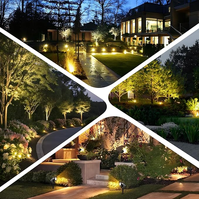 Romwish Outdoor Spotlight 3000K Warm White,12W LED Spot Lights Outdoor for Yard Garden Tree, 120V Plug in Landscape Lighting with IP65 Waterproof for Lawn Decorative, 2Pack