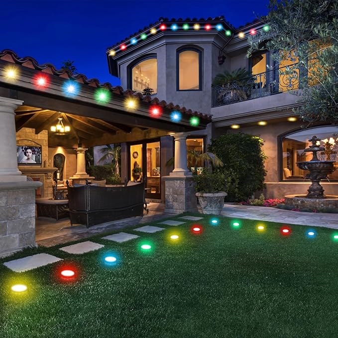 150 FT Permanent Outdoor Lights, Waterproof 2-in-1 Eaves & Ground Stakes LED String Lights with App/Remote Control for House, Garden– Smart Color-Changing Lighting for Halloween Christmas Decorations