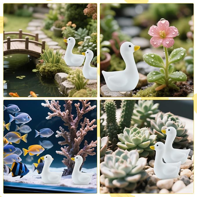 50pcs Mini Gooses Resin Animal Figurines - Handcrafted Small Desk Goose Decor for DIY Crafts, Micro Landscape Ornaments, Aquarium Potted Ornament,Miniature Geese Animal Statues to Hide
