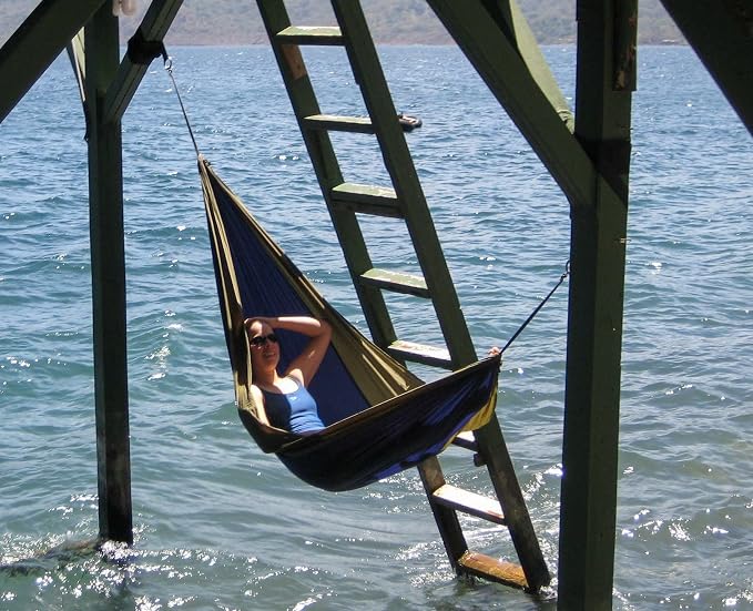 Vivere Parachute Nylon Double Hammock, Navy/Olive