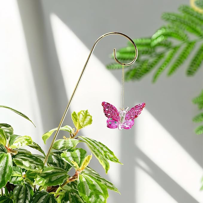 4 Pack Blown Glass Butterfly Decorative Garden Stakes | Colorful Butterflies With 13.5'' Tall Gold Plant Trellis for Indoor Outdoor Lawn Porch Pathway Patio Plant Potted Flower Bed