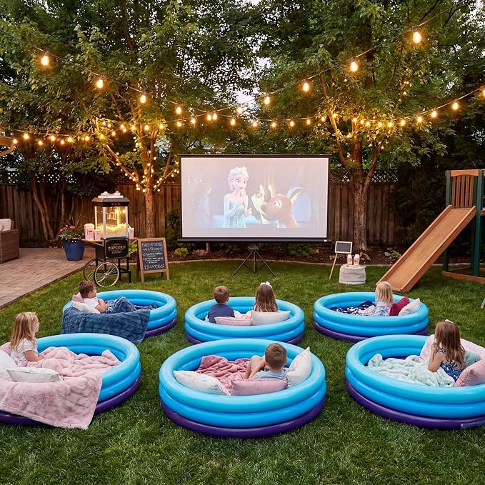 VioraWhite 6 Pack Inflatable Kiddie Pool for Toddlers 34"x10" Blue Blow up Kids Swimming Pool Small 3 Rings Round Baby Pools for Indoor Outdoor Water Game Play Center