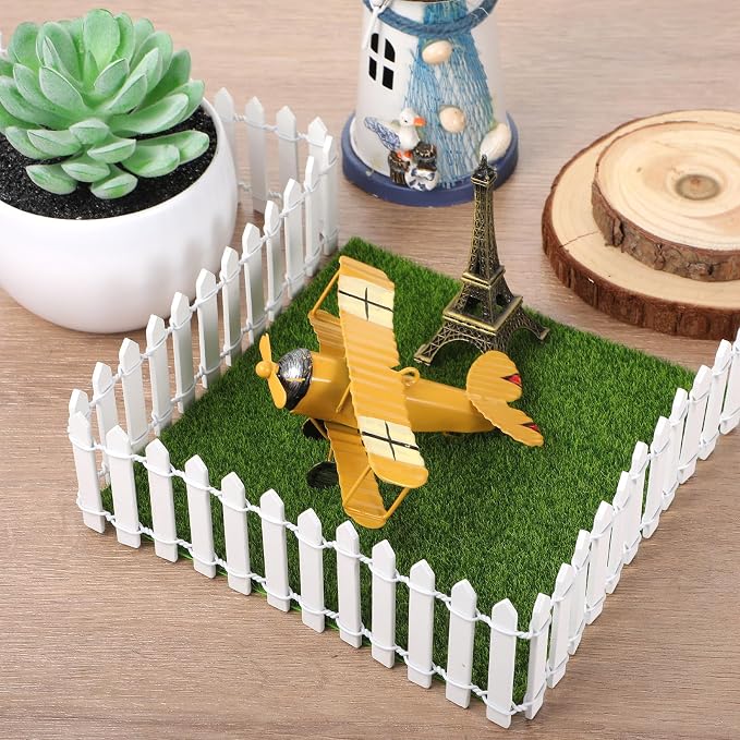Bewudy 35 Inches Mini Fairy Garden Fence, Small Wood Decorative Picket Fence, White Picket Fence Miniature Ornaments for Dollhouse Plant Pot Fairy Garden Accessories Outdoor