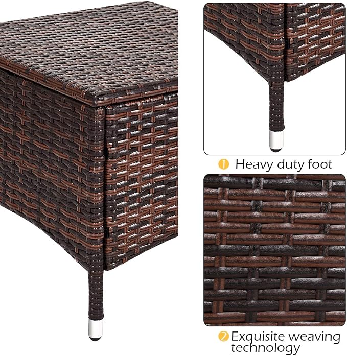 Tangkula 3 Piece Patio Furniture Set, 2 Wicker Chairs with Glass Top Coffee Table, Outdoor Garden Porch Poolside Furniture Set for 2, Rattan Conversation Set
