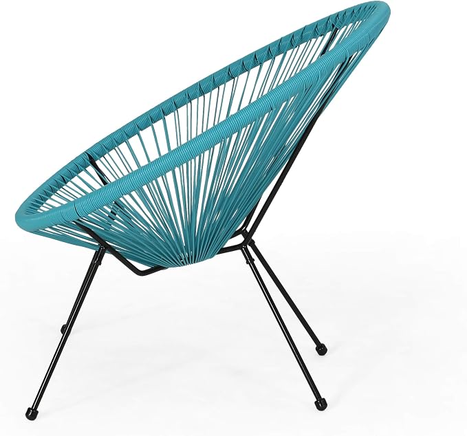 Christopher Knight Home Outdoor Hammock Weave Chair with Steel Frame (Set of 4) - Teal and Black