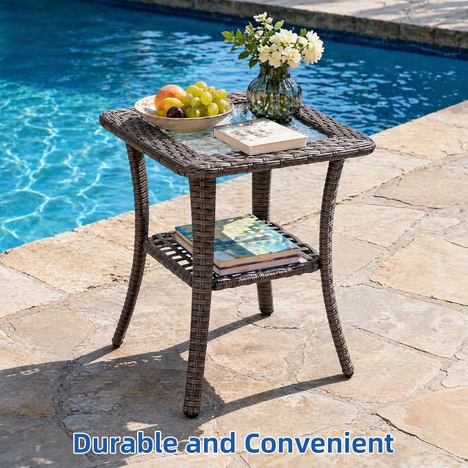 3-Piece Outdoor Swivel Chairs with Side Table, Glider Rocking Chair with 6" Thick Cushions, Weather-Resistant Wicker Patio Furniture Set, for Yard, Poolside, Patio, Porch, Deck