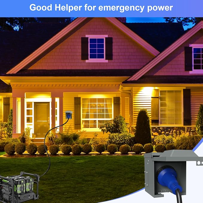 30 Amp Generator Inlet Box Pre-Drilled,NEMA L14-30P 30A 125V/250V Generator Power Inlet Box for 4 Prong Generator Cord UL Listed, Waterproof Dust Proof for Outdoor and Emergency Use