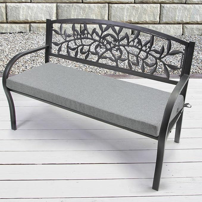 FUNHOME Outdoor Bench Cushion Covers 48" x 18" x 3", No Insert! Patio Pads Covers Replacement for Outdoor Furniture,Water Resistant Patio Loveseat Cushion Covers 1 Pack, Light Grey (Covers ONLY)