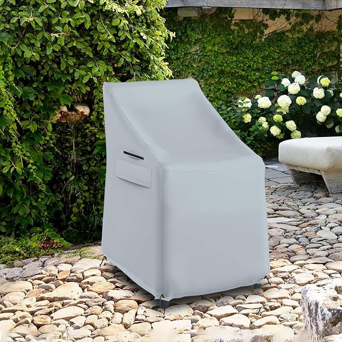 Seal Skin Covers Patio Chair Cover for Outdoor Furniture, Waterproof Heavy Duty Fabric, Large Lawn Chair Cover with Drawstring, Push Clips, Air Vent (Gray, 29"W x 30"D x 36"H x 21"FH)