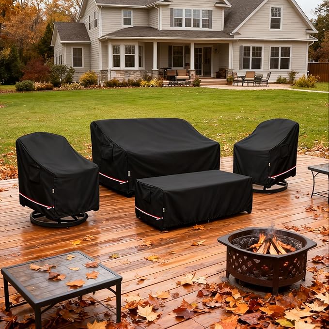 Patio Chair Covers for Outdoor Furniture Waterproof 2 Pack, Heavy Duty Waterproof Outdoor Swivel Chair Cover (30"W x34"D x36"H - Black)
