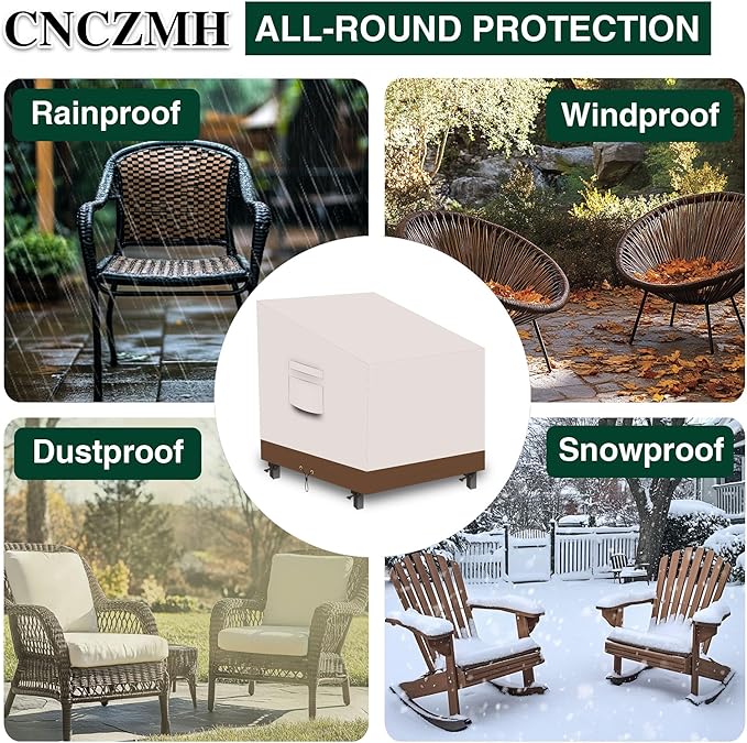 Heavy Duty Patio Chair Covers Waterproof Outdoor, 2 Pack 600D Patio Furniture Covers for Outdoor Rocking Swivel Adirondack Chairs, Lounge Deep Seat 39'' W x 37''D x 28''H/ 38''H Beige Brown