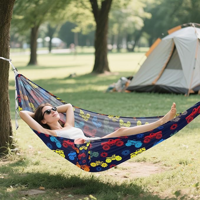 Camping Hammock Outdoor Hammocks for Outside Bright Truck Beach Trees Portable Lightweight with Pockets Tree Straps Indoor