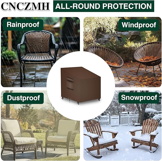 Patio Chair Covers, Outdoor Patio Furniture Covers Waterproof Large, 600D Heavy Duty Table Cover, Outside Dining Table And Chairs Set Covers (Brown, 39x37x28/38in 2pcs)