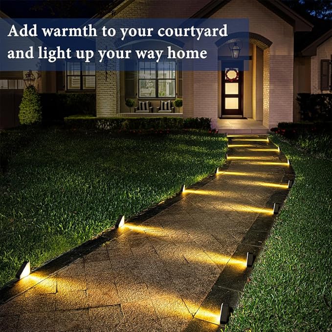Solar Stair Lights IP65 Solar Step Light for Outdoor Stairs Waterproof for Rain Snow Lights for Patio Garden Porch Deck Front Step (Warm Light - 4PC)