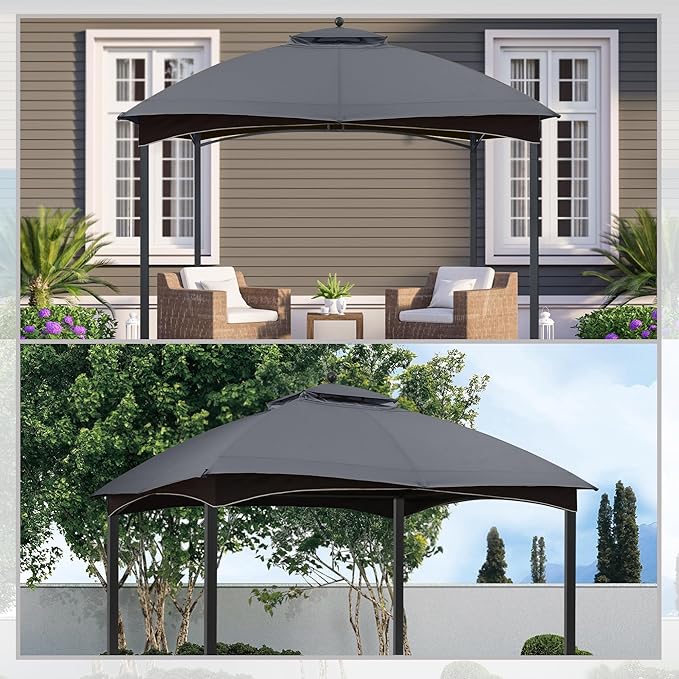 MASTERCANOPY Replacement Canopy Top for Lowe's Allen Roth 10x12 Gazebo #GF-12S004B-1 (Dark Grey,Polyester)