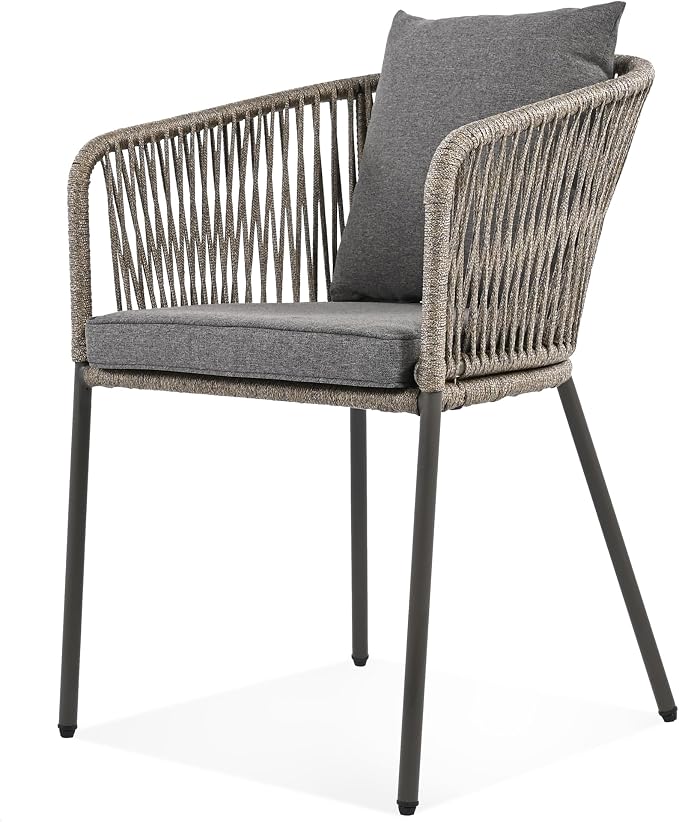 Modern 7 Pieces Patio Dining Set,Dining Table and Chairs, Acacia Wood Tabletop, Metal Frame,Outdoor Furniture Set for Garden, Backyard, Balcony