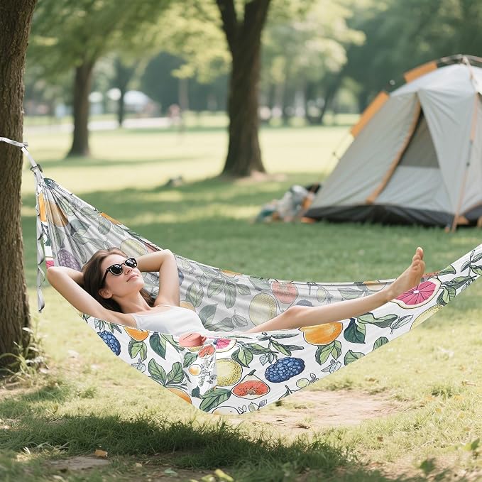 Camping Hammock Outdoor Hammocks for Outside Grapefruit Grape Fruit Beach Trees Portable Lightweight with Pockets Tree Straps Indoor